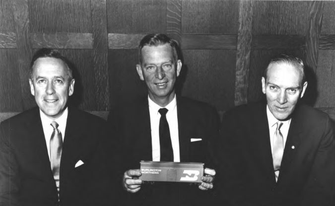 Top officers of the new BN, left to right: William J. Quinn (CB&Q), Louis W. Menk (NP) and John M. Budd (GN) Top officers of the new BN, left to right: William J. Quinn (CB&Q), Louis W. Menk (NP) and John M. Budd (GN)