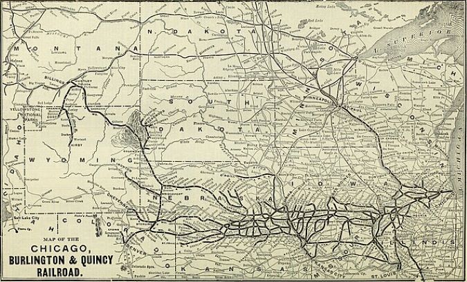 Burlington Route map circa 1909. Burlington Route map circa 1909.