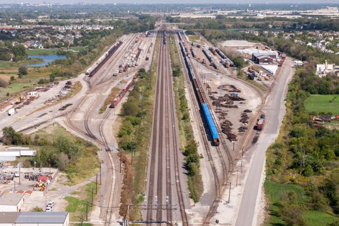 BNSF’s Eola yard in Aurora, Illinois BNSF’s Eola yard in Aurora, Illinois