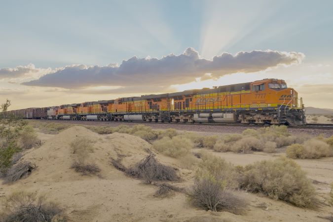 A BNSF locomotive operating outside of Barstow A BNSF locomotive operating outside of Barstow