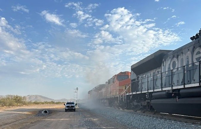 The first train on the Congress siding The first train on the Congress siding