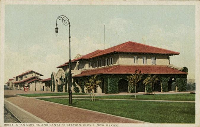 Postcard of Clovis’ Harvey House, the Gran Quivira. Postcard of Clovis’ Harvey House, the Gran Quivira.