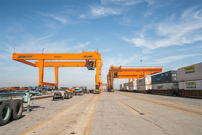 At our Alliance Intermodal Facility in Fort Worth, Texas, we recently added three cantilever rubber-tired gantry cranes. These cranes increase lift capacity and improve operational efficiency. At our Alliance Intermodal Facility in Fort Worth, Texas, we recently added three cantilever rubber-tired gantry cranes. These cranes increase lift capacity and improve operational efficiency.