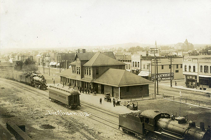 The Northern Pacific Railway Depot in Dickinson, North Dakota, 1900 The Northern Pacific Railway Depot in Dickinson, North Dakota, 1900