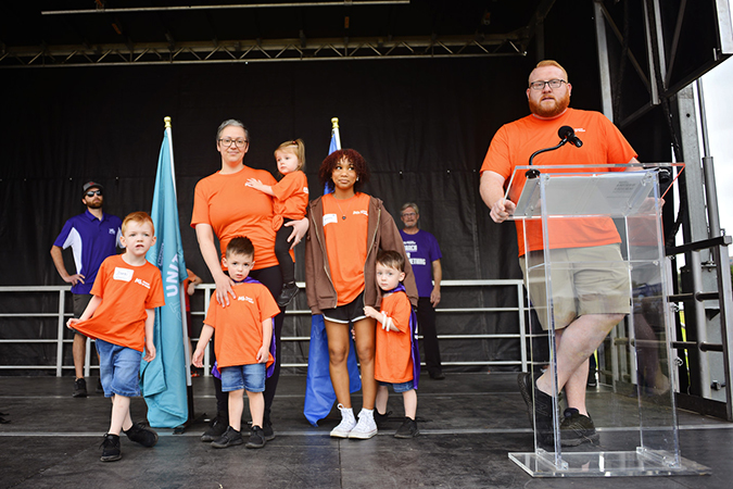 The Millers sharing their story at the March for Babies event. The Millers sharing their story at the March for Babies event.
