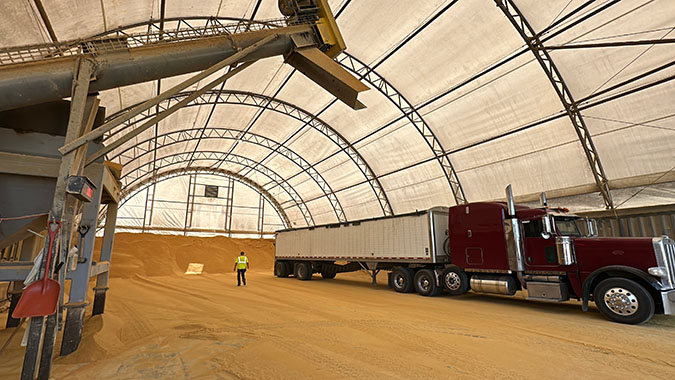 Inside one of RMG’s building used for loading stored product. Inside one of RMG’s building used for loading stored product.