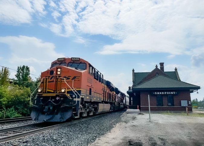 A BNSF train near the mainline that now connects to the MRL Subdivision A BNSF train near the mainline that now connects to the MRL Subdivision