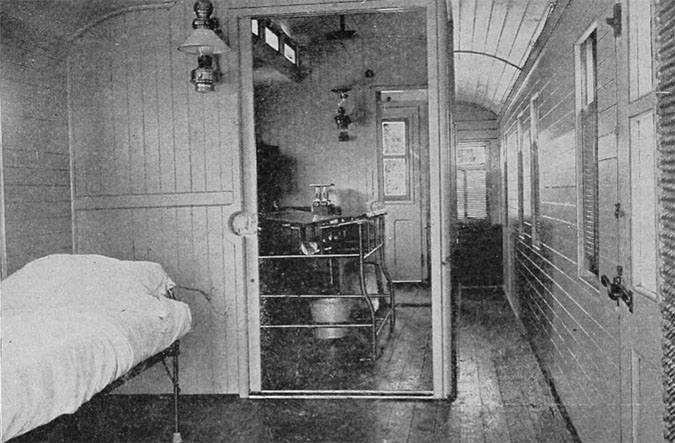 A railcar set up for medical patients A railcar set up for medical patients