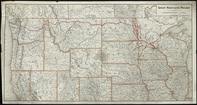 A map of Great Northern Railway’s transcontinental network A map of Great Northern Railway’s transcontinental network