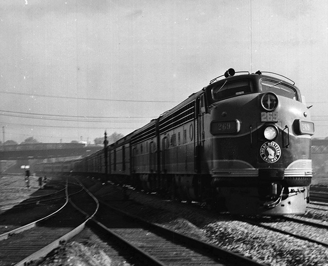 Great Northern passenger train leaving St. Paul Great Northern passenger train leaving St. Paul