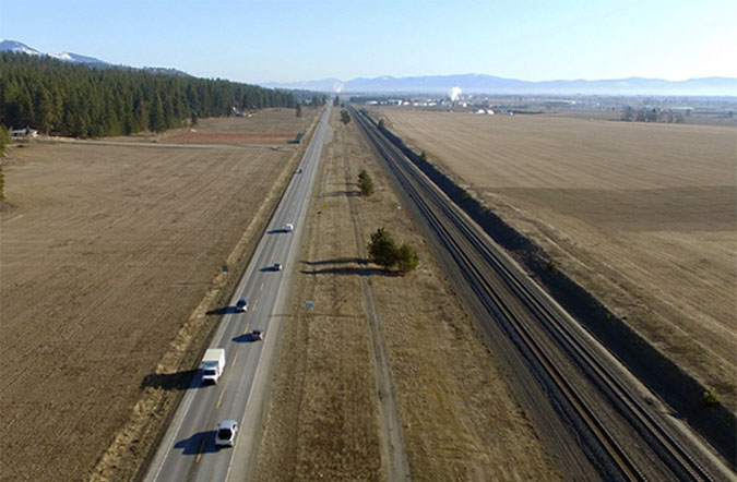 Highway 53 runs parallel to BNSF track near Hauser, Idaho. Highway 53 runs parallel to BNSF track near Hauser, Idaho.