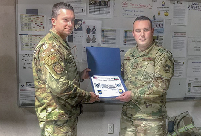 Jeremy Nabors, right, during his promotion while serving in Kuwait. Jeremy Nabors, right, during his promotion while serving in Kuwait.