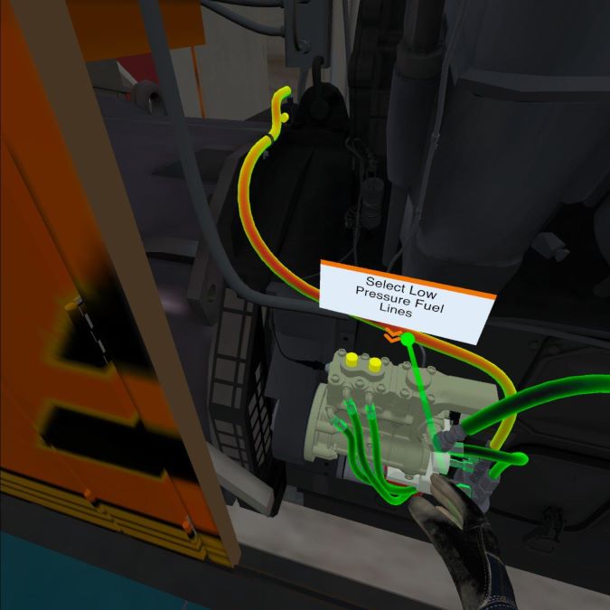 An example of what the employee sees while going through a VR training module An example of what the employee sees while going through a VR training module