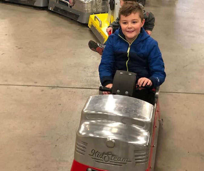 Alexander riding on KidSteam age 7 Alexander riding on KidSteam age 7