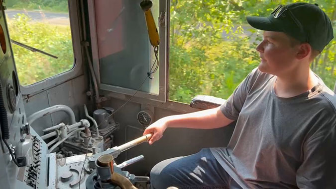 At the National Railway Historical Society’s RailCamp in the engineer’s seat At the National Railway Historical Society’s RailCamp in the engineer’s seat
